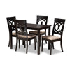 Baxton Studio Lucie Modern and Contemporary Sand Fabric Upholstered Espresso Brown Finished 5-Piece Wood Dining Set