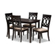 Baxton Studio Lucie Modern and Contemporary Sand Fabric Upholstered Espresso Brown Finished 5-Piece Wood Dining Set