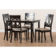 Baxton Studio Lucie Modern and Contemporary Sand Fabric Upholstered Espresso Brown Finished 5-Piece Wood Dining Set