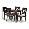 Baxton Studio Lucie Modern and Contemporary Sand Fabric Upholstered Espresso Brown Finished 5-Piece Wood Dining Set
