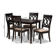 Baxton Studio Lucie Modern and Contemporary Sand Fabric Upholstered Espresso Brown Finished 5-Piece Wood Dining Set