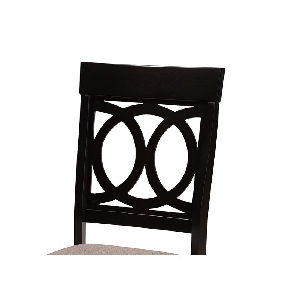 Baxton Studio Lucie Modern and Contemporary Sand Fabric Upholstered and Dark Brown Finished Wood 7-Piece Dining Set