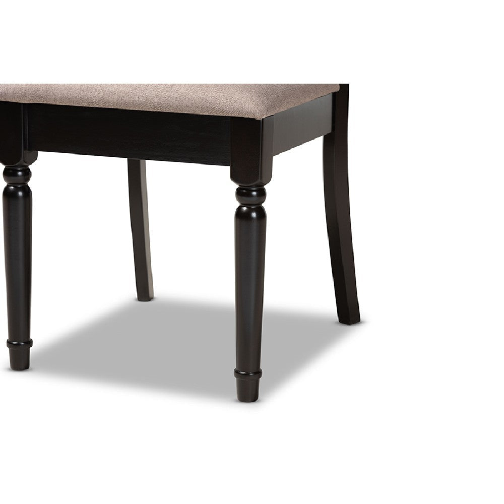 Baxton Studio Lucie Modern and Contemporary Sand Fabric Upholstered and Dark Brown Finished Wood 7-Piece Dining Set