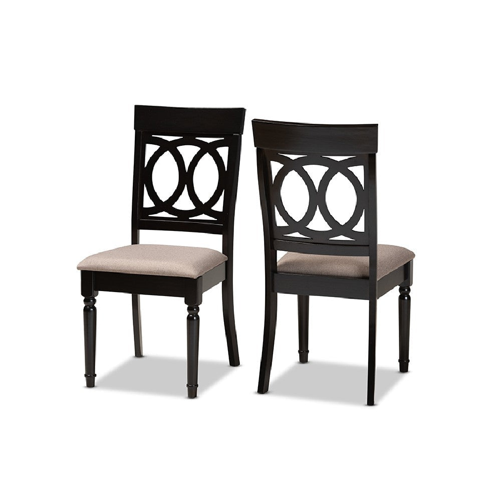 Baxton Studio Lucie Modern and Contemporary Sand Fabric Upholstered and Espresso Brown Finished Wood 2-Piece Dining Chair Set Set