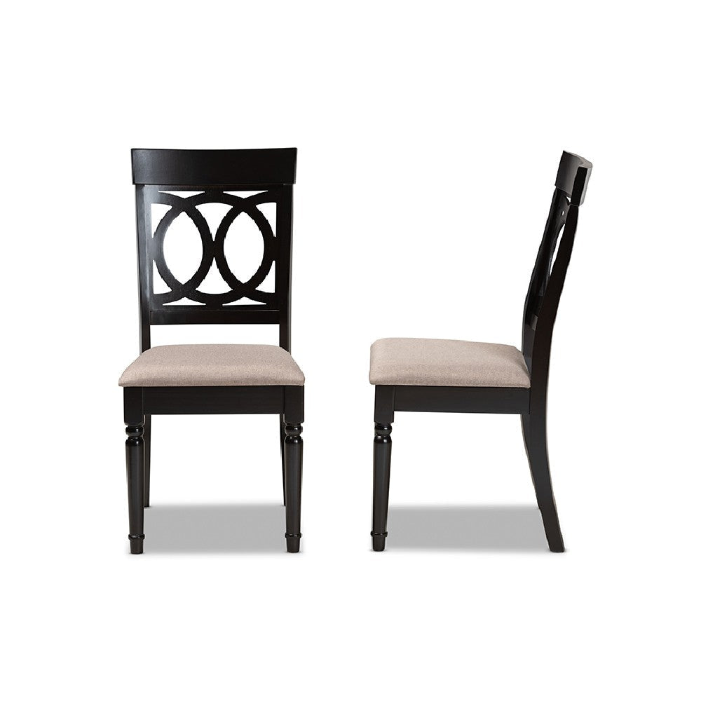 Baxton Studio Lucie Modern and Contemporary Sand Fabric Upholstered and Espresso Brown Finished Wood 2-Piece Dining Chair Set Set
