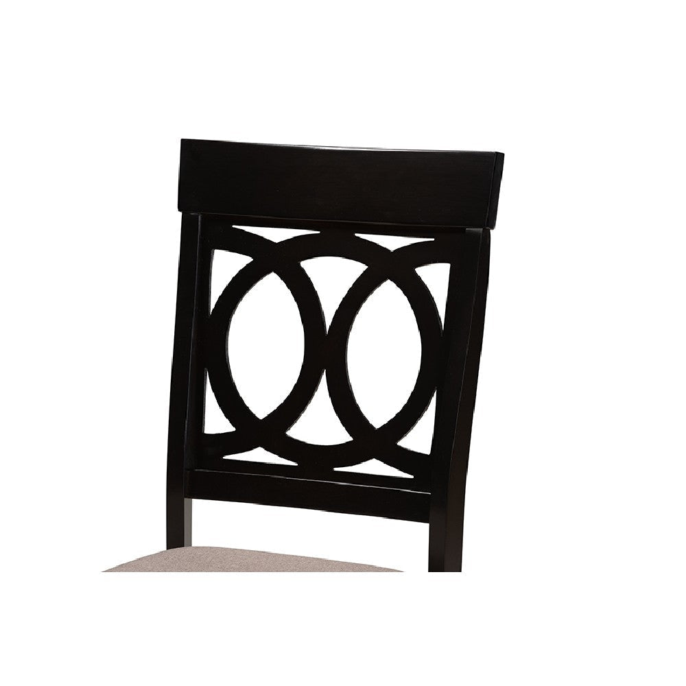 Baxton Studio Lucie Modern and Contemporary Sand Fabric Upholstered and Espresso Brown Finished Wood 2-Piece Dining Chair Set Set