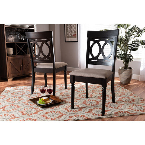 Baxton Studio Lucie Modern and Contemporary Sand Fabric Upholstered and Espresso Brown Finished Wood 2-Piece Dining Chair Set Set