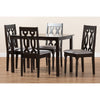 Baxton Studio Cherese Modern and Contemporary Grey Fabric Upholstered Espresso Brown Finished 5-Piece Wood Dining Set