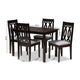 Baxton Studio Cherese Modern and Contemporary Grey Fabric Upholstered Espresso Brown Finished 5-Piece Wood Dining Set