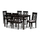 Baxton Studio Cherese Modern and Contemporary Grey Fabric Upholstered and Dark Brown Finished Wood 7-Piece Dining Set