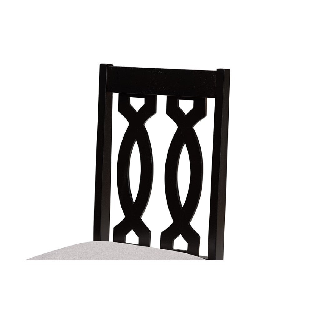 Baxton Studio Cherese Modern and Contemporary Grey Fabric Upholstered and Dark Brown Finished Wood 7-Piece Dining Set