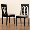 Baxton Studio Cherese Modern and Contemporary Grey Fabric Upholstered and Dark Brown Finished Wood 2-Piece Dining Chair Set