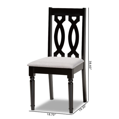 Baxton Studio Cherese Modern and Contemporary Grey Fabric Upholstered and Dark Brown Finished Wood 2-Piece Dining Chair Set