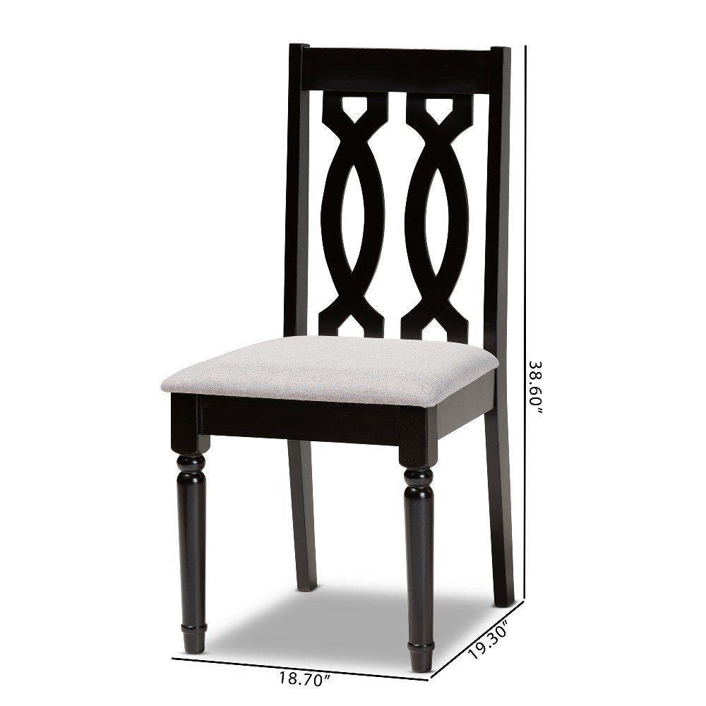 Baxton Studio Cherese Modern and Contemporary Grey Fabric Upholstered and Dark Brown Finished Wood 2-Piece Dining Chair Set
