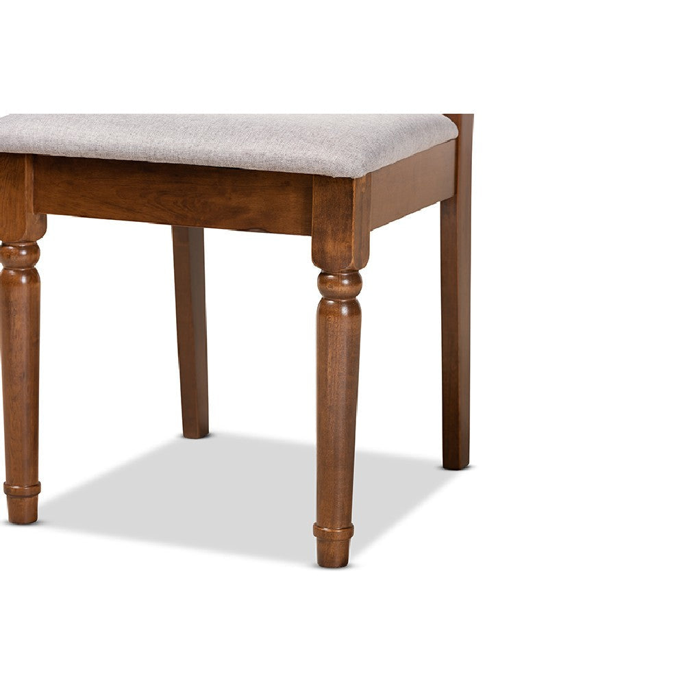Baxton Studio Cherese Modern and Contemporary Grey Fabric Upholstered and Walnut Brown Finished 5-Piece Wood Dining Set