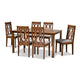 Baxton Studio Cherese Modern and Contemporary Grey Fabric Upholstered and Walnut Brown Finished Wood 7-Piece Dining Set