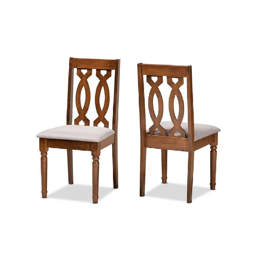 Baxton Studio Cherese Modern and Contemporary Grey Fabric Upholstered and Walnut Brown Finished Wood 2-Piece Dining Chair Set