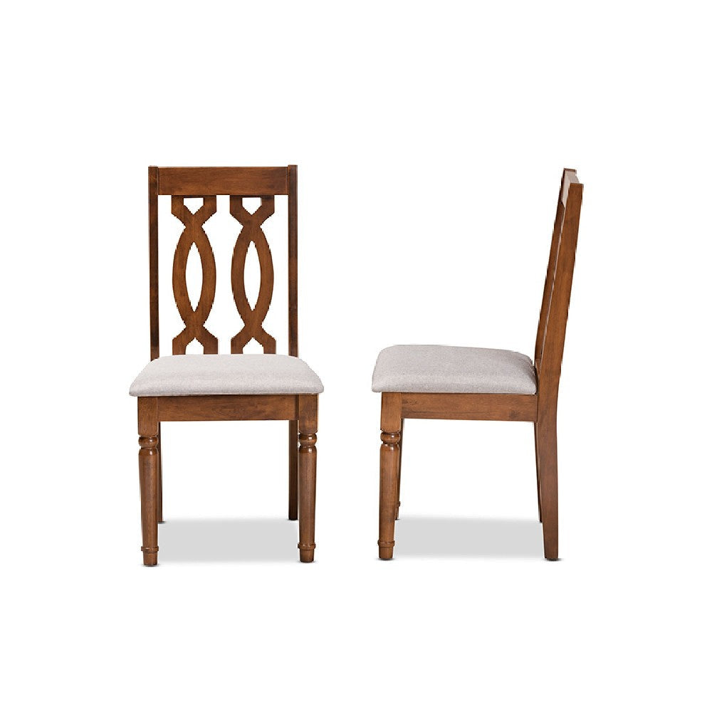 Baxton Studio Cherese Modern and Contemporary Grey Fabric Upholstered and Walnut Brown Finished Wood 2-Piece Dining Chair Set