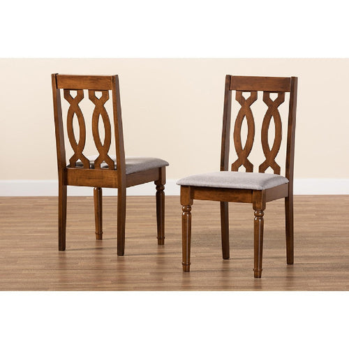 Baxton Studio Cherese Modern and Contemporary Grey Fabric Upholstered and Walnut Brown Finished Wood 2-Piece Dining Chair Set
