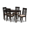 Baxton Studio Cherese Modern and Contemporary Sand Fabric Upholstered Espresso Brown Finished 5-Piece Wood Dining Set