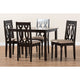 Baxton Studio Cherese Modern and Contemporary Sand Fabric Upholstered Espresso Brown Finished 5-Piece Wood Dining Set