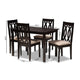 Baxton Studio Cherese Modern and Contemporary Sand Fabric Upholstered Espresso Brown Finished 5-Piece Wood Dining Set
