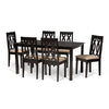 Baxton Studio Cherese Modern and Contemporary Sand Fabric Upholstered and Dark Brown Finished Wood 7-Piece Dining Set