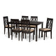 Baxton Studio Cherese Modern and Contemporary Sand Fabric Upholstered and Dark Brown Finished Wood 7-Piece Dining Set