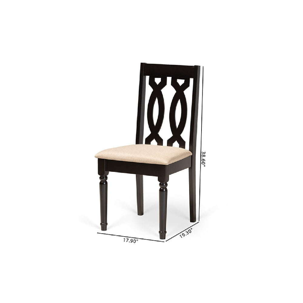 Baxton Studio Cherese Modern and Contemporary Sand Fabric Upholstered and Dark Brown Finished Wood 2-Piece Dining Chair Set