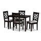 Baxton Studio Henry Modern and Contemporary Grey Fabric Upholstered and Dark Brown Finished Wood 5-Piece Dining Set