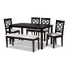 Baxton Studio Gabriel Modern and Contemporary Grey Fabric Upholstered and Dark Brown Finished Wood 6-Piece Dining Set