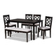 Baxton Studio Gabriel Modern and Contemporary Grey Fabric Upholstered and Dark Brown Finished Wood 6-Piece Dining Set