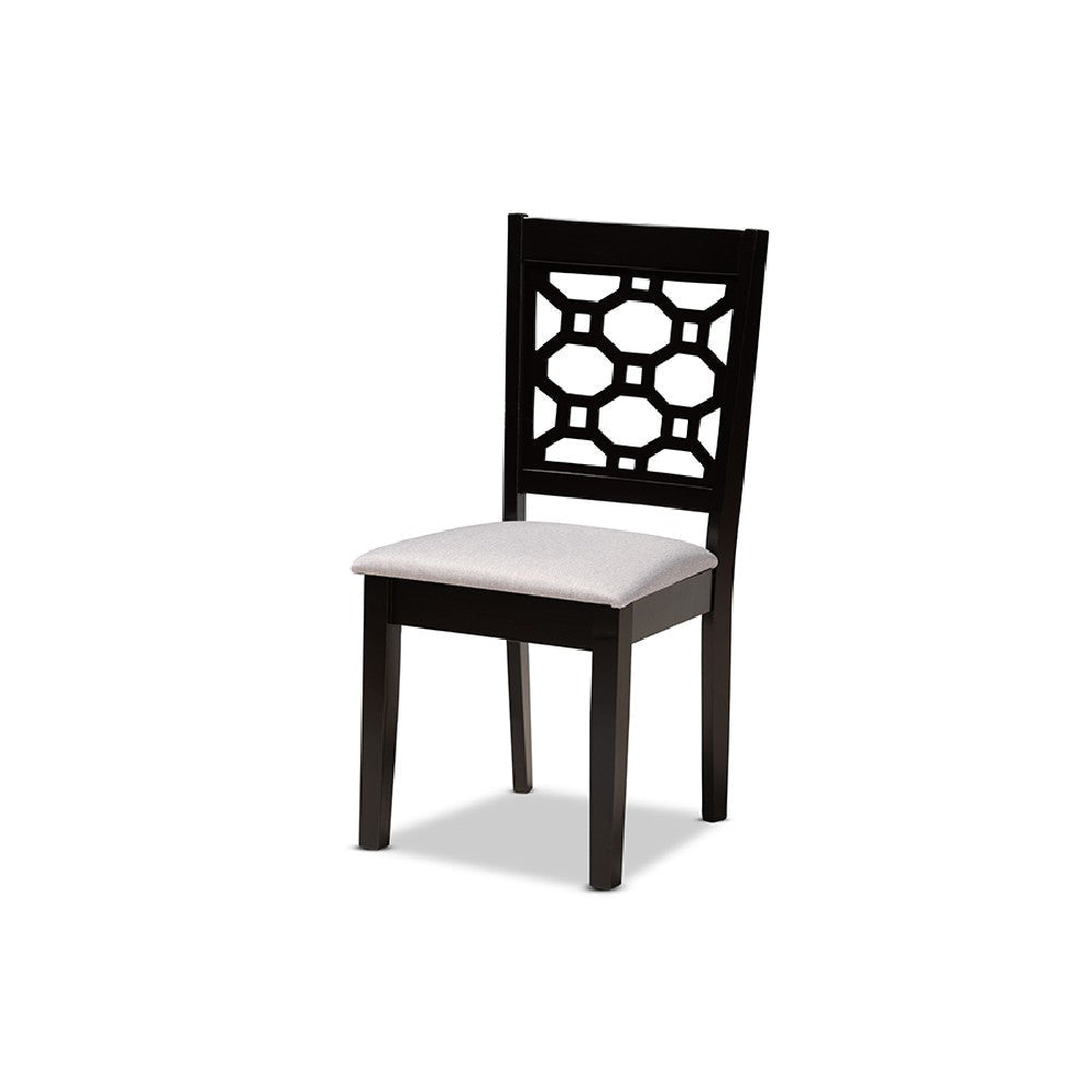 Baxton Studio Gabriel Modern and Contemporary Grey Fabric Upholstered and Dark Brown Finished Wood 6-Piece Dining Set