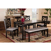 Baxton Studio Gabriel Modern and Contemporary Grey Fabric Upholstered and Dark Brown Finished Wood 6-Piece Dining Set