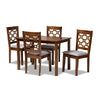 Baxton Studio Henry Modern and Contemporary Grey Fabric Upholstered and Walnut Brown Finished Wood 5-Piece Dining Set
