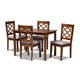 Baxton Studio Henry Modern and Contemporary Grey Fabric Upholstered and Walnut Brown Finished Wood 5-Piece Dining Set