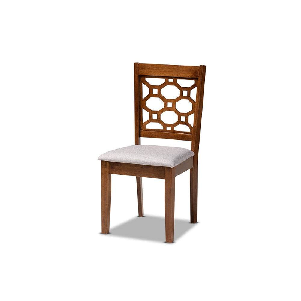 Baxton Studio Henry Modern and Contemporary Grey Fabric Upholstered and Walnut Brown Finished Wood 5-Piece Dining Set