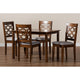 Baxton Studio Henry Modern and Contemporary Grey Fabric Upholstered and Walnut Brown Finished Wood 5-Piece Dining Set