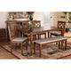 Baxton Studio Gabriel Modern and Contemporary Grey Fabric Upholstered and Walnut Brown Finished Wood 6-Piece Dining Set