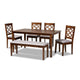 Baxton Studio Gabriel Modern and Contemporary Grey Fabric Upholstered and Walnut Brown Finished Wood 6-Piece Dining Set