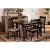 Baxton Studio Henry Modern and Contemporary Sand Fabric Upholstered and Dark Brown Finished Wood 5-Piece Dining Set