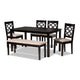 Baxton Studio Gabriel Modern and Contemporary Sand Fabric Upholstered and Dark Brown Finished Wood 6-Piece Dining Set