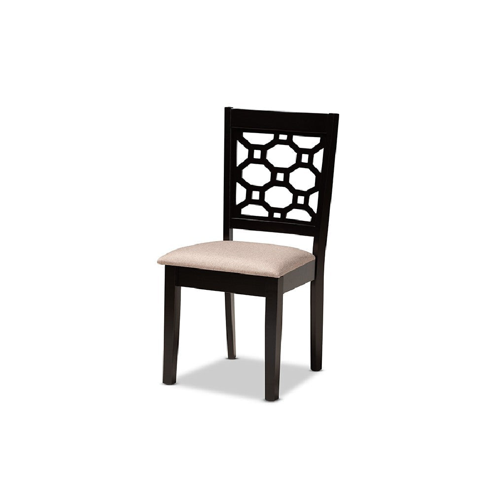 Baxton Studio Gabriel Modern and Contemporary Sand Fabric Upholstered and Dark Brown Finished Wood 6-Piece Dining Set