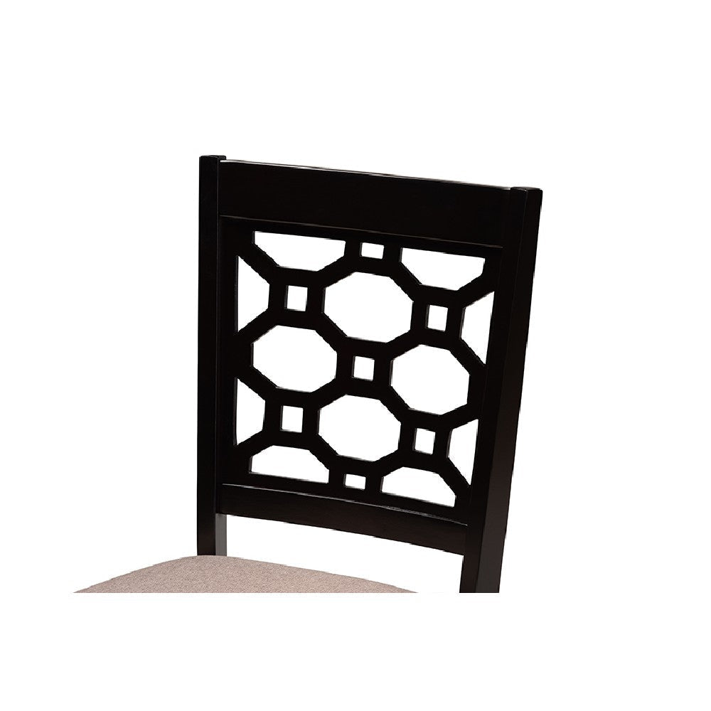 Baxton Studio Gabriel Modern and Contemporary Sand Fabric Upholstered and Dark Brown Finished Wood 6-Piece Dining Set