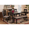 Baxton Studio Gabriel Modern and Contemporary Sand Fabric Upholstered and Dark Brown Finished Wood 6-Piece Dining Set