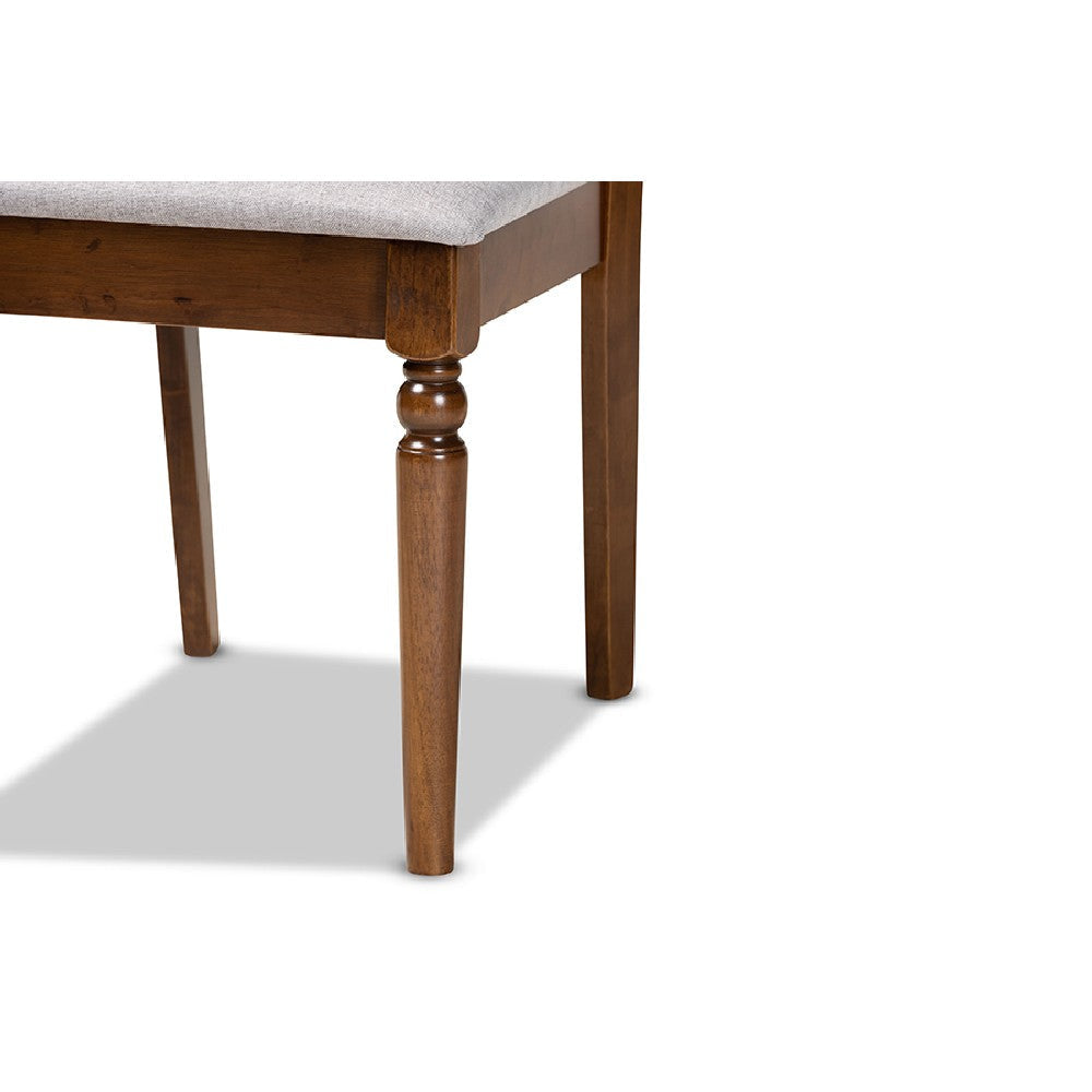 Baxton Studio Ramiro Modern and Contemporary Grey Fabric Upholstered and Walnut Brown Finished Wood 5-Piece Dining Set