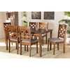 Baxton Studio Ramiro Modern and Contemporary Grey Fabric Upholstered and Walnut Brown Finished Wood 7-Piece Dining Set