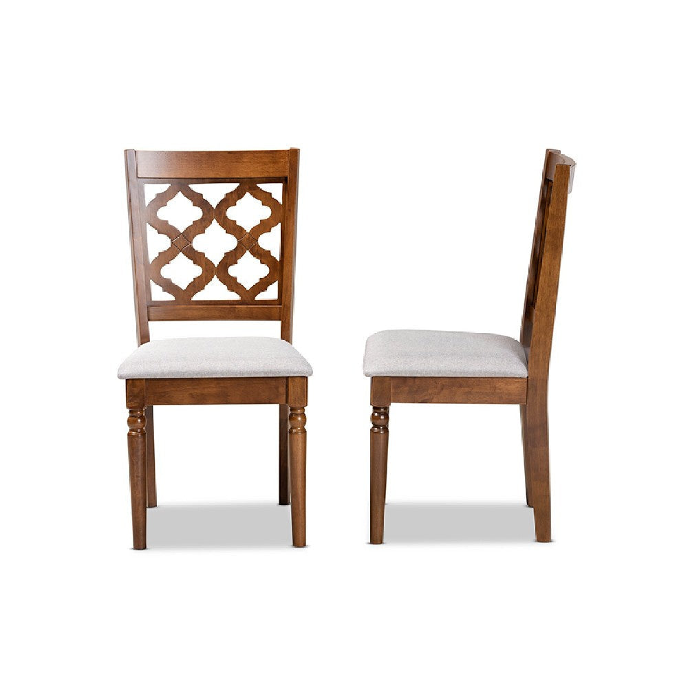 Baxton Studio Ramiro Modern and Contemporary Grey Fabric Upholstered and Walnut Brown Finished Wood 2-Piece Dining Chair Set