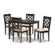 Baxton Studio Ramiro Modern and Contemporary Sand Fabric Upholstered and Dark Brown Finished Wood 5-Piece Dining Set