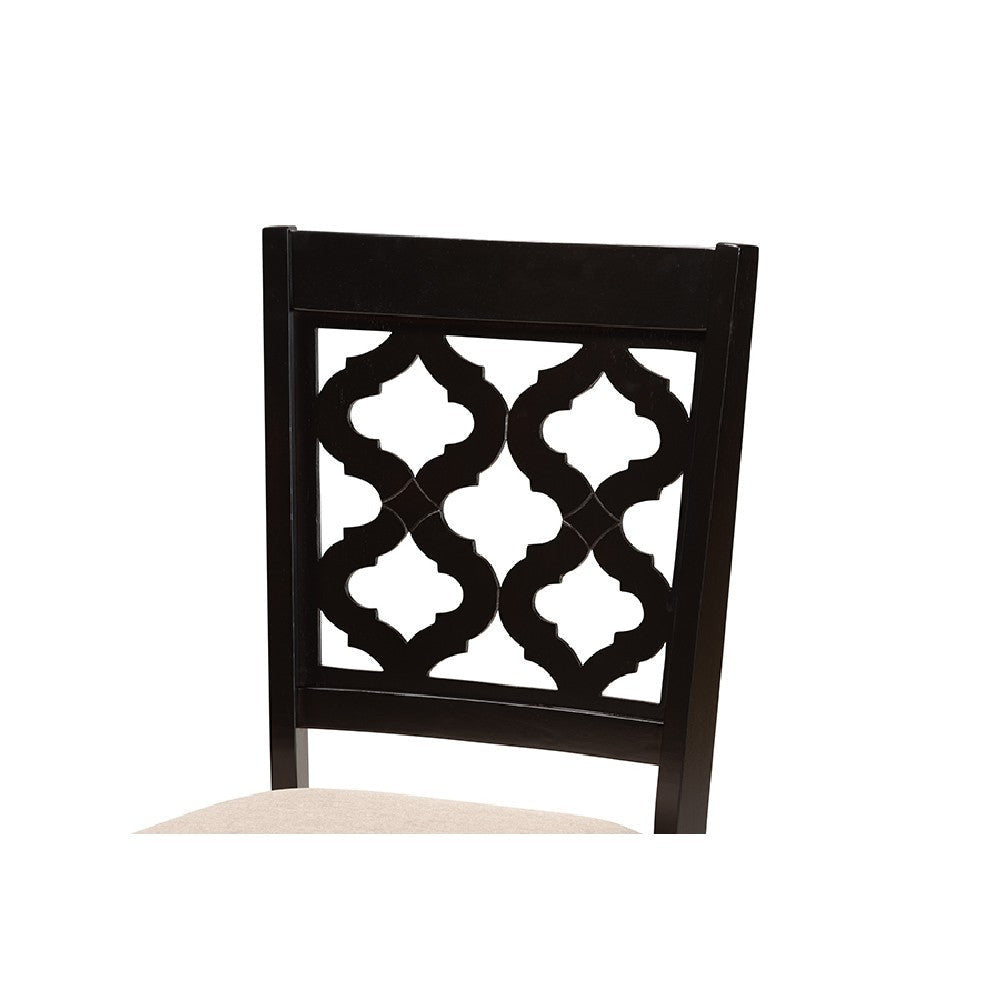 Baxton Studio Ramiro Modern and Contemporary Sand Fabric Upholstered and Dark Brown Finished Wood 5-Piece Dining Set